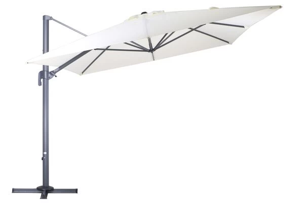 OUTFLEXX Ampelschirm, Anthrazit/creme, Pulverbesch. Aluminium, 400x300cm, Inkl. Plattenständer 13 OUTFLEXX Ampelschirm, Anthrazit/creme, Pulverbesch. Aluminium, 400x300cm, Inkl. Plattenständer – Bild 11