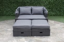 OUTFLEXX Fontana Loungebett, Grau, Polyrattan, Doppel-halbrund, Mit Unterschiebbaren Hockern, Dach Klappbar -Warmer Garten 11 18545.jpg