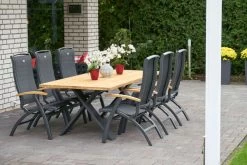 HARTMAN Xanadu Esstisch, Xerix, Alu / Teakholz, 220 X 100 Cm, X-Gestell -Warmer Garten 11 20405.jpg