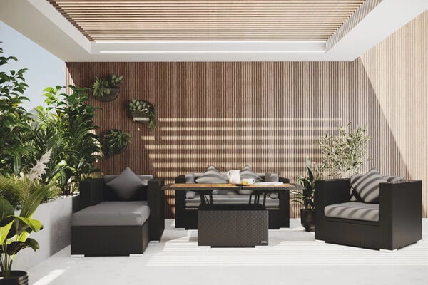 OUTFLEXX Loungemöbel-Set, 5 Personen, Schwarz, Polyrattan, Inkl. Loungetisch, Wasserfeste Kissenbox 3 OUTFLEXX Loungemöbel-Set, 5 Personen, Schwarz, Polyrattan, Inkl. Loungetisch, Wasserfeste Kissenbox