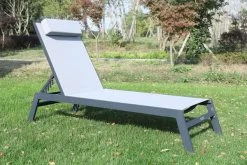 VILLANA Gartenliege, Anthrazit/grau, Aluminium/Textil, 198 X 60 X 32 Cm, Verstellbar