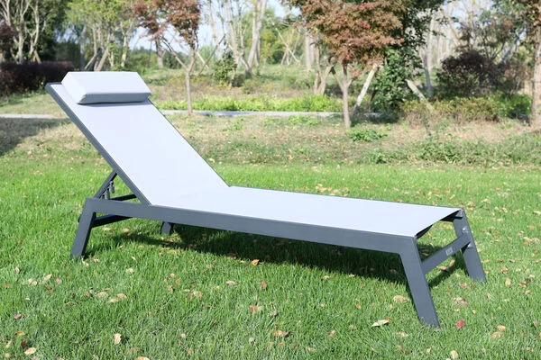 VILLANA Gartenliege, Anthrazit/grau, Aluminium/Textil, 198 X 60 X 32 Cm, Verstellbar 4 VILLANA Gartenliege, Anthrazit/grau, Aluminium/Textil, 198 X 60 X 32 Cm, Verstellbar – Bild 2