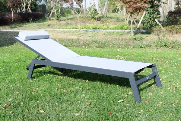 VILLANA Gartenliege, Anthrazit/grau, Aluminium/Textil, 198 X 60 X 32 Cm, Verstellbar 5 VILLANA Gartenliege, Anthrazit/grau, Aluminium/Textil, 198 X 60 X 32 Cm, Verstellbar – Bild 3