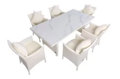 OUTFLEXX Dining Set, Weiß, Polyrattan, Tisch 200x95cm, Spraystone, 6mm, 6 Sessel -Warmer Garten 13 20670.jpg