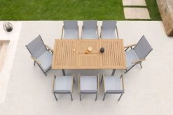 OUTFLEXX Set, Silber, 150 X 90 Cm, Edelstahl/Teak, Ausziehtisch, 6 Stühle, 2 Multipositionssessel -Warmer Garten 14237 3 CGI.jpg