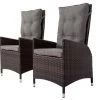 OUTFLEXX 2er Set Dining Sessel, Braun Marmoriert, Polyrattan, 55 X 65 X 112 Cm, Rücken Stufenlos Verstellbar