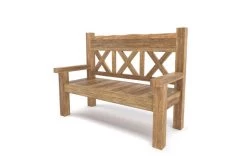 OUTFLEXX Gartenbank, Natur, Recyceltes FSC®-Teakholz, 160x73cm, Mit Rücken- Und Armlehnen, Rustikal Gebürstet -Warmer Garten 15859 2.jpg