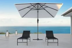 OUTFLEXX Ampelschirm, Creme, Pulverbesch. Aluminium, 300x300 Cm, Inkl. Plattenständer, Twist-Funktion -Warmer Garten 16108 3 CGI.jpg