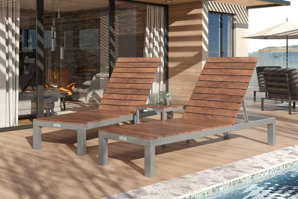 Villana 2er Sonnenliegen-Set, Alu/FSC-Akazienholz, 201x70x32,5cm, 4-fach Verstellbar, Mit Beistelltisch 45x45cm 3 Villana 2er Sonnenliegen-Set, Alu/FSC-Akazienholz, 201x70x32,5cm, 4-fach Verstellbar, Mit Beistelltisch 45x45cm