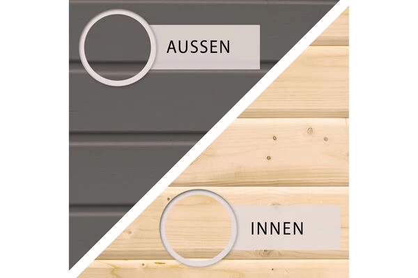 KARIBU Anlehnhaus Bomlitz 2, Terragrau, Fichtenholz 19mm, 255 X 181 X 243 Cm, Pultdach, Exkl. Fußboden 6 KARIBU Anlehnhaus Bomlitz 2, Terragrau, Fichtenholz 19mm, 255 X 181 X 243 Cm, Pultdach, Exkl. Fußboden – Bild 4