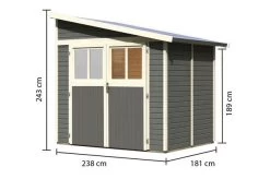 KARIBU Anlehnhaus Bomlitz 2, Terragrau, Fichtenholz 19mm, 255 X 181 X 243 Cm, Pultdach, Exkl. Fußboden 13 KARIBU Anlehnhaus Bomlitz 2, Terragrau, Fichtenholz 19mm, 255 X 181 X 243 Cm, Pultdach, Exkl. Fußboden -Warmer Garten 17864 4 05.jpg