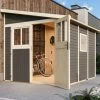 KARIBU Anlehnhaus Bomlitz 3, Terragrau, Fichtenholz 19mm, 255 X 268 X 243 Cm, Pultdach, Exkl. Fußboden -Warmer Garten 17864 5 01.jpg