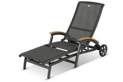 HARTMAN Da Vinci Gartenliege, Xerix/anthrazit, Alu/Textilene, 170 X 82 X 30 Cm, Mit FSC-Teak-Armlehnen