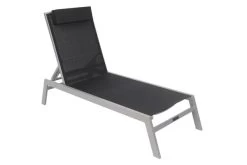 VILLANA Gartenliege, Silber/schwarz, Aluminium/Textil, 198 X 60 X 32 Cm, Verstellbar