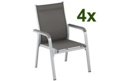 Kettler BasicPlus 4er-Set Stapelsessel, Silber/anthrazit, 0301205-0000