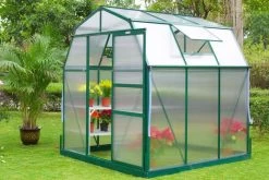 Warmer Garten 29 OUTFLEXX Gewächshaus, Grün, Alu/Polycarbonat, 6mm, Inkl. Fundament, Pulverb. 195 X 195 X 205 Cm