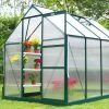 OUTFLEXX Gewächshaus, Grün, Alu/Polycarbonat, 6mm, Inkl. Fundament, Pulverb. 258 X 195 X 205 Cm