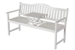 VILLANA Gartenbank, Weiß, Akazienholz, 152 X 59 X 86 Cm, 2-3 Personen, Klapptisch-Funktion -Warmer Garten 1 13851.jpg