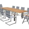 OUTFLEXX Set, Silber, 200/300 X 100 Cm, Edelstahl/Teak, Ausziehtisch, 8 Stühle Padded, 2 Multipositionssessel -Warmer Garten 1 14162.jpg