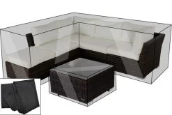 OUTFLEXX Premium Abdeckhauben Set Für Lounge: 7759-BOX-B (gestellt Als Ecklounge), Schwarz, Wasserbeständig