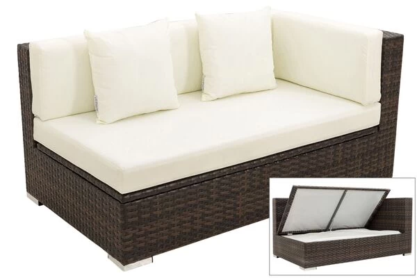 OUTFLEXX 2-Sitzer Ecksofa, Braun Marmoriert, Polyrattan, 145 X 85 X 70 Cm, Wasserfeste Kissenbox, Armlehne Li. 3 OUTFLEXX 2-Sitzer Ecksofa, Braun Marmoriert, Polyrattan, 145 X 85 X 70 Cm, Wasserfeste Kissenbox, Armlehne Li.