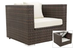 OUTFLEXX Sessel, Braun Marmoriert, Polyrattan, 90 X 85 X 70 Cm, Wasserfeste Kissenbox