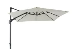 OUTFLEXX Ampelschirm, Creme, Pulverbesch. Aluminium, 300x300 Cm, Inkl. Plattenständer, Twist-Funktion