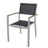 VILLANA Stapelsessel, Silber/schwarz, Alu/Textilene, 57 X 56 X 84 Cm, FSC Akazienholz Armlehnen