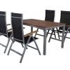 VILLANA Esstischgarnitur, Silber/schwarz, Alu / FSC-Akazienholz, Gartentisch 150 X 90 Cm, 4 Multipositionssessel