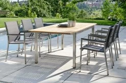 STERN Ausziehtisch, Silber/natur, Edelstahl/FSC-Teakholz, 162/220x90 Cm, Butterfly-Auszug -Warmer Garten 1 16498.jpg