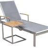 OUTFLEXX Sonnenliegen-Set, Silber, Edelstahl/FSC-Teak, 195,5x74x35cm, Mit Armlehnen, Inkl. Beistelltisch 45x45cm -Warmer Garten 1 16546.jpg