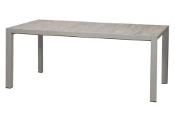 SIENA GARDEN Silva Esstisch, Silber / Washed Grey, Alu / Keramik, 183x100x74 Cm