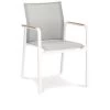 BEST Paros Stapelsessel, Weiß/grau, Alu/Ergotex/Teak, 56 X 64 X 85 Cm