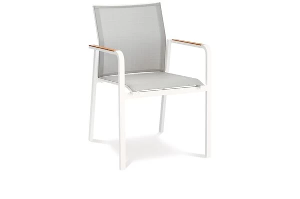 BEST Paros Stapelsessel, Weiß/grau, Alu/Ergotex/Teak, 56 X 64 X 85 Cm 3 BEST Paros Stapelsessel, Weiß/grau, Alu/Ergotex/Teak, 56 X 64 X 85 Cm