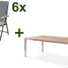 OUTFLEXX Esstischgarnitur, Edelstahl / FSC-Teak, Tisch 200 X 100 Cm, 6 Multipositionssessel, Silber