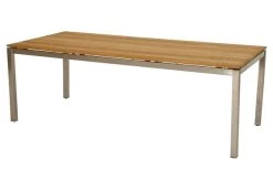 Ploß Brooklyn Tisch, Edelstahl/Teakholz, Gebürstet, 220x100cm