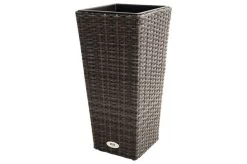 Ploß Rocking Pflanzgefäß, Grau/braun-meliert, Polyrattan, Konisch, 28x28x60 Cm, Kunststoffeinsatz