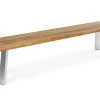 OUTFLEXX Gartenbank, Edelstahl/recyceltes FSC®-Teak, 160x40x45cm, A-Gestell, Rustikal Gebürstet