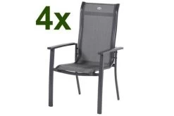HARTMAN 4er Set Alice Comfort Stapelsessel, Xerix/anthrazit, Alu/Textilene, 68x65x107cm