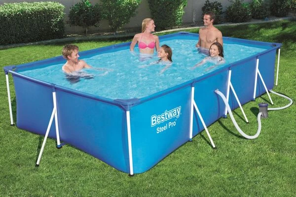 BESTWAY Steel Pro Pool Mit Gestell, Blau, TriTech/Stahl, 400x211x81cm, Mit Filterpumpe 3 BESTWAY Steel Pro Pool Mit Gestell, Blau, TriTech/Stahl, 400x211x81cm, Mit Filterpumpe