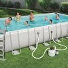 BESTWAY Power Steel Pool Mit Gestell, Grau, 732x366x132cm, Mit Sandfilteranlage, Leiter, Abdeckplane