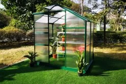 OUTFLEXX Gewächshaus, Grün, Alu/Polycarbonat, 190x125x203 Cm, Pulverbeschichtet