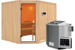 KARIBU Sauna Horna, Fichtenholz 68 Mm, Eckeinstieg, Ca. 4,2m²