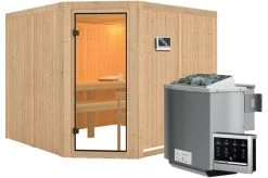 KARIBU Sauna Ystad, Fichtenholz 68 Mm, Eckeinstieg, Ca. 5,3m²