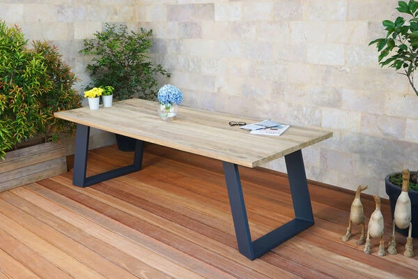 OUTFLEXX Esstisch, Dark Grey/natur, Alu/recycled FSC®-Teak, 240x100x76cm, Rustikal Gebürstet 3 OUTFLEXX Esstisch, Dark Grey/natur, Alu/recycled FSC®-Teak, 240x100x76cm, Rustikal Gebürstet