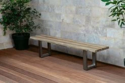 OUTFLEXX Bank, Natur, Edelstahl & Recycled FSC-Teak, 200x40x45cm, Baumkante -Warmer Garten 1 20356.jpg