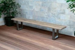 OUTFLEXX Bank, Natur, Edelstahl & Recycled FSC-Teak, 240x40x45cm, Baumkante -Warmer Garten 1 20358.jpg