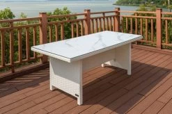 OUTFLEXX Dining Tisch, Weiß, Polyrattan, 200 X 95 Cm, Tischplatte Spraystone, 6mm