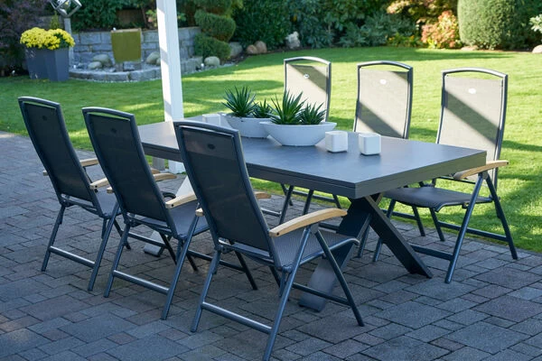 HARTMAN Sondermodell Xanadu / Raffaelo Sitzgruppe, Xerix/anthrazit, Alu/Glaskeramik, 6 Multipos, 220/280x100cm 3 HARTMAN Sondermodell Xanadu / Raffaelo Sitzgruppe, Xerix/anthrazit, Alu/Glaskeramik, 6 Multipos, 220/280x100cm