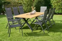 HARTMAN Xanadu / Alice Comfort Sitzgruppe, Xerix/anthrazit, Alu/Teakholz, 2 Stapelsessel, 6 Multipos, 220x100cm